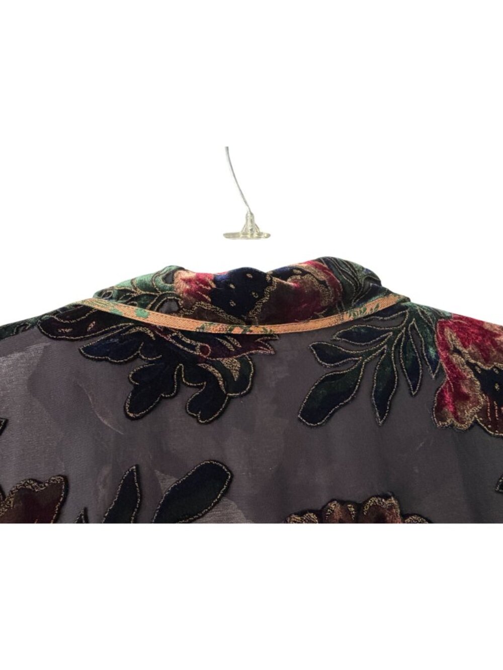 Citron Santa Monica Velvet Burnout Devoré Blouse Floral Frog Closure Size L - Picture 10 of 10